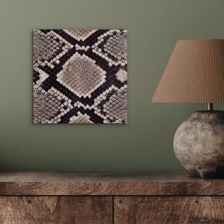 Aluminium schilderij - Slangenleer - Patroon - Beige — 3