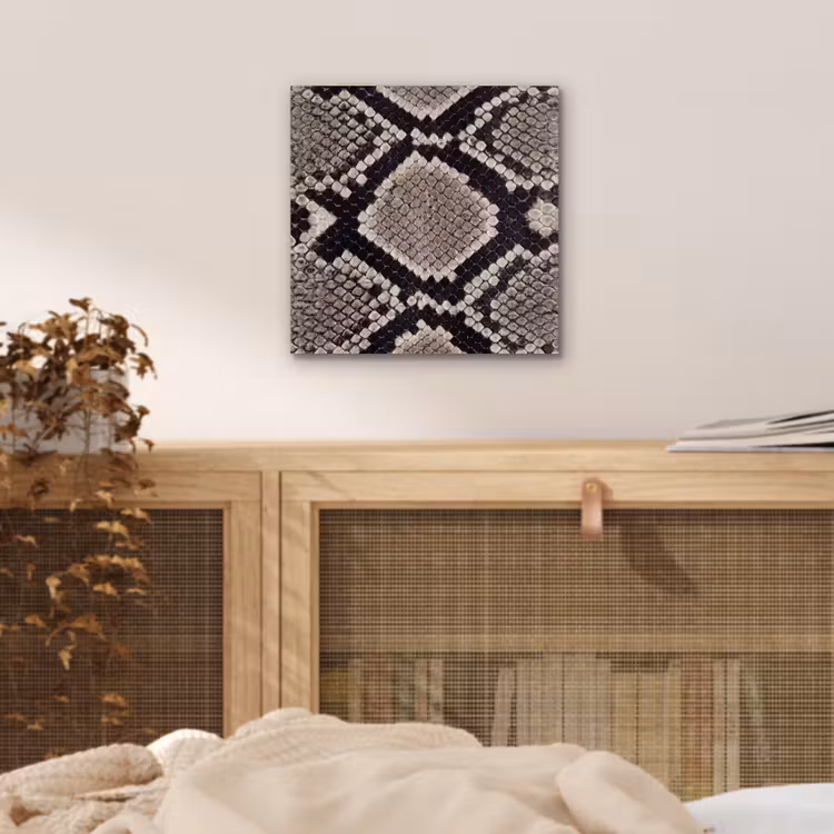 Aluminium schilderij - Slangenleer - Patroon - Beige — 4