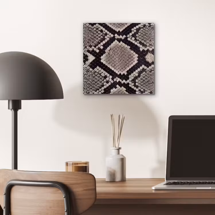 Aluminium schilderij - Slangenleer - Patroon - Beige — 6