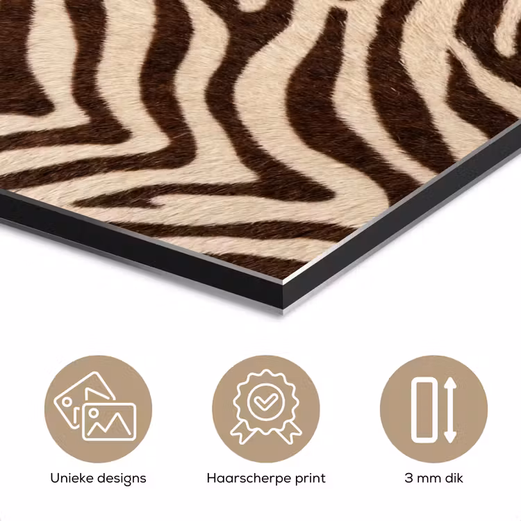 Aluminium schilderij - Zebra - Strepen - Bruin — 7