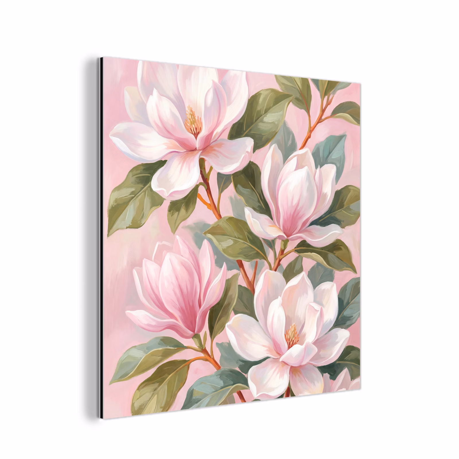 Aluminium schilderij - Magnolia's - Patroon - Roze — 1