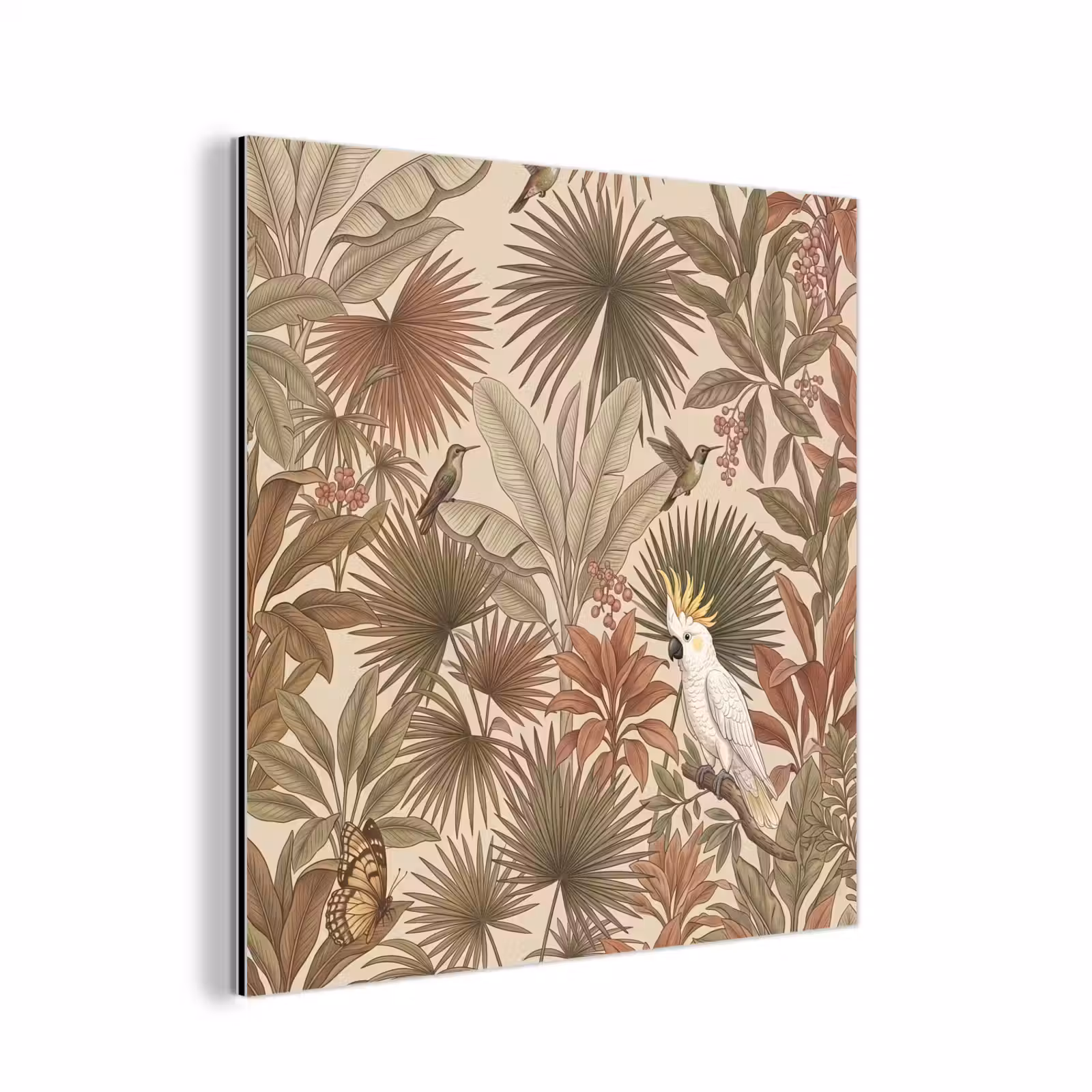 Aluminium schilderij - Tropisch - Vogels - Beige — 1