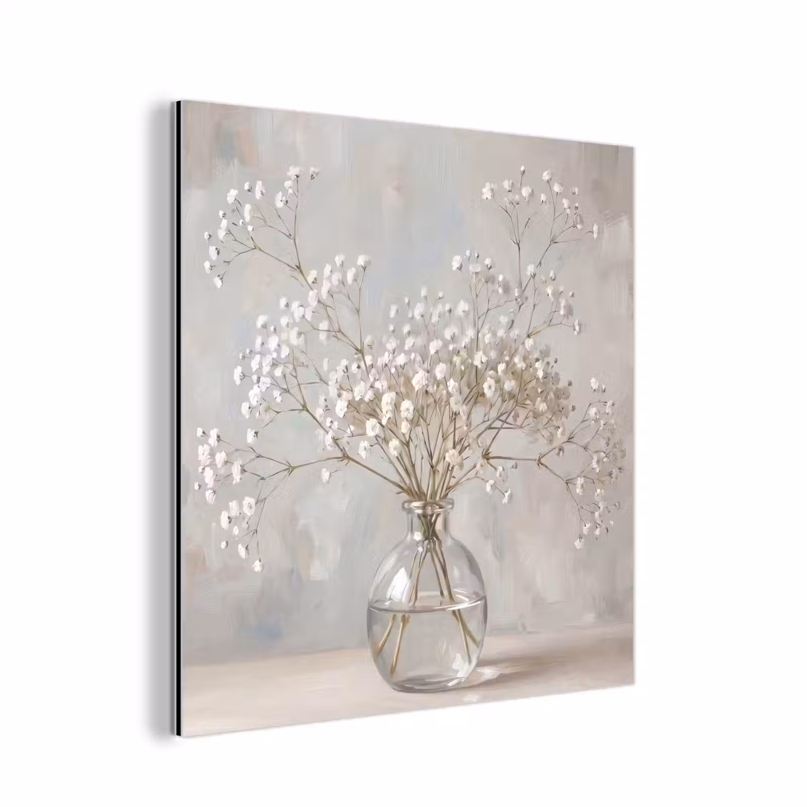 Aluminium schilderij - Vaas - Gipskruid - Wit — 1