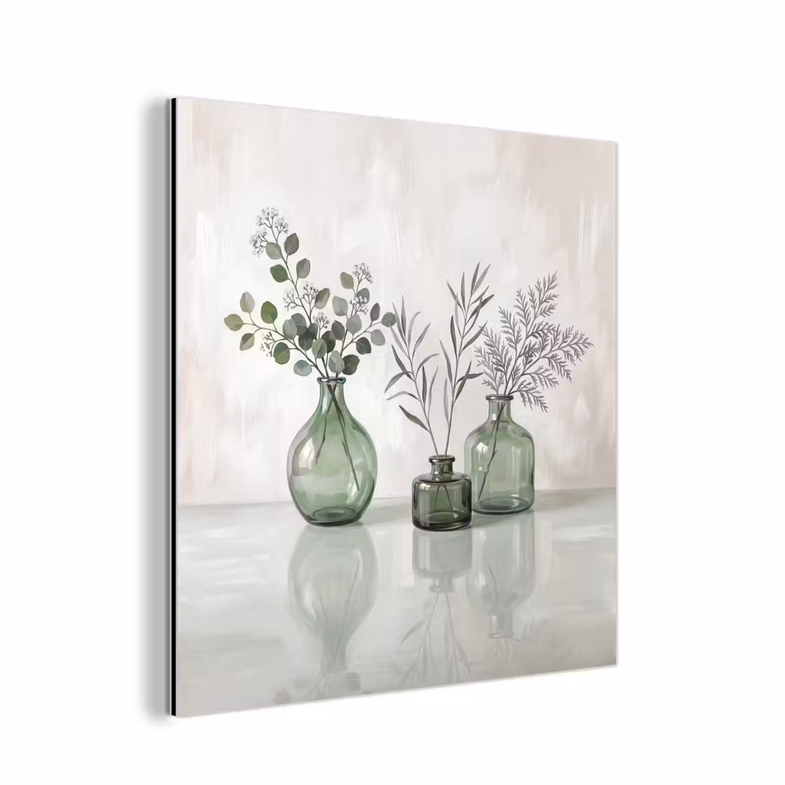 Aluminium schilderij - Vazen - Bladeren - Groen — 1