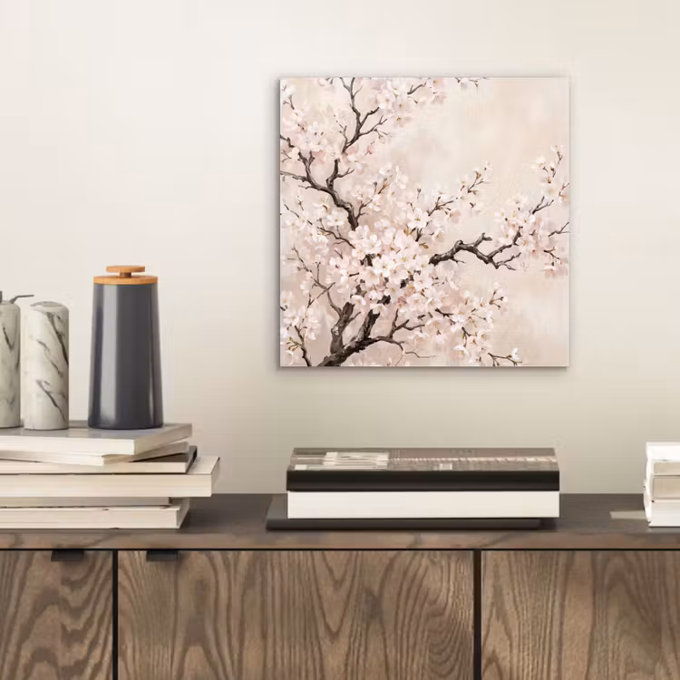Aluminium schilderij - Bloesem - Illustratie - Taupe — 2