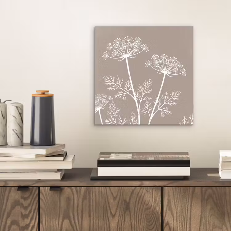 Aluminium schilderij - Grafisch - Fluitenkruid - Taupe — 2