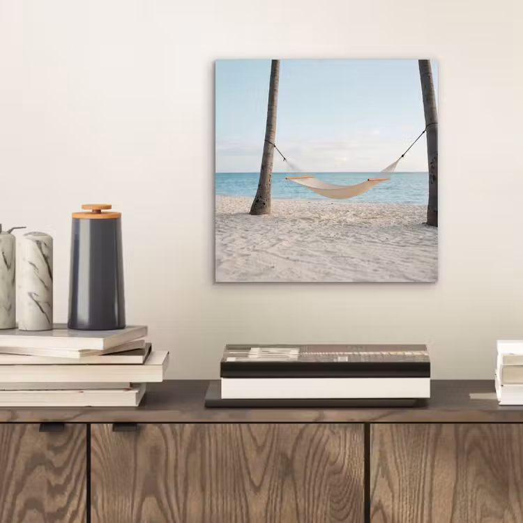 Aluminium schilderij - Hangmat - Strand - Wit — 2