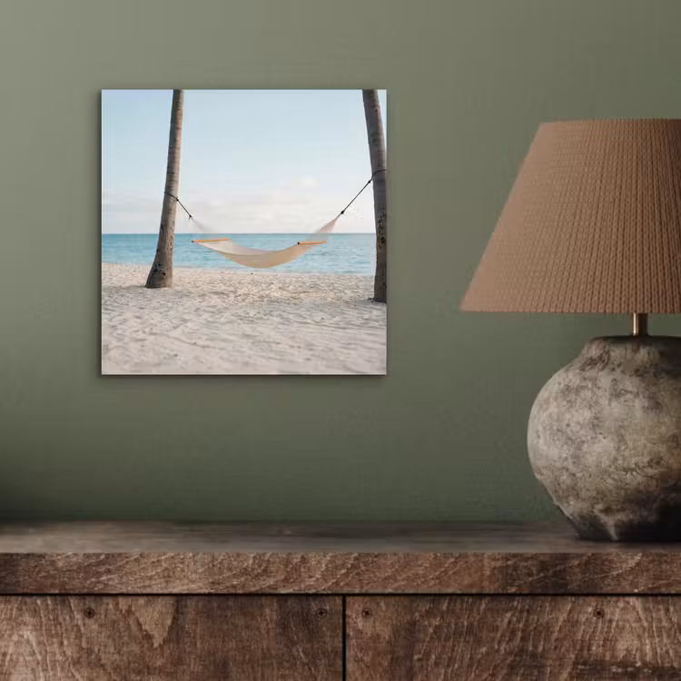 Aluminium schilderij - Hangmat - Strand - Wit — 3