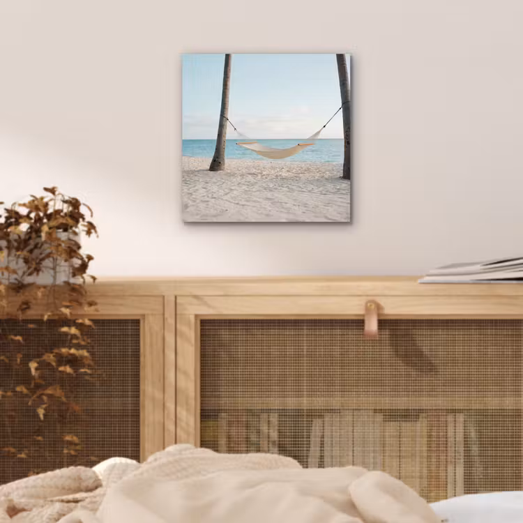 Aluminium schilderij - Hangmat - Strand - Wit — 4