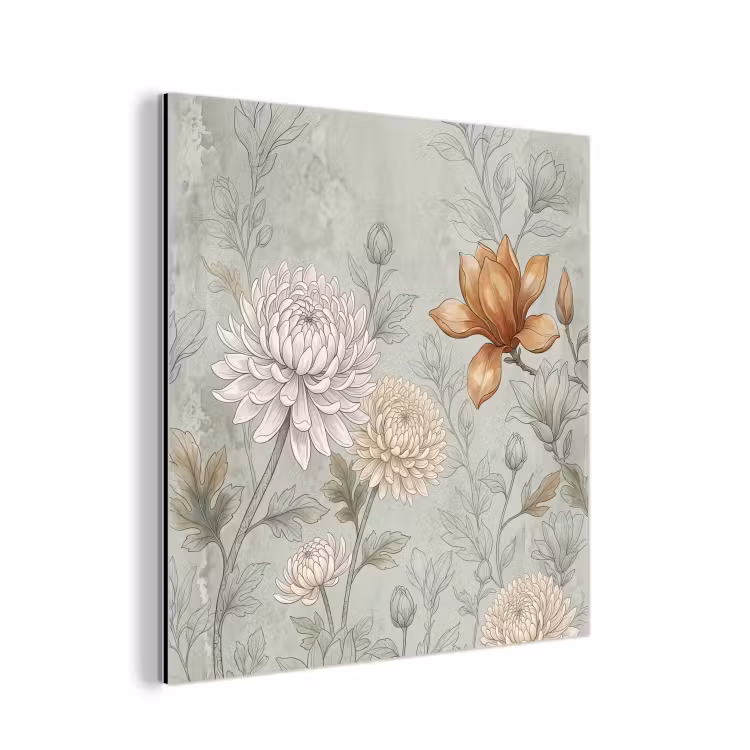 Aluminium schilderij - Illustratie - Bloemen - Groen — 1