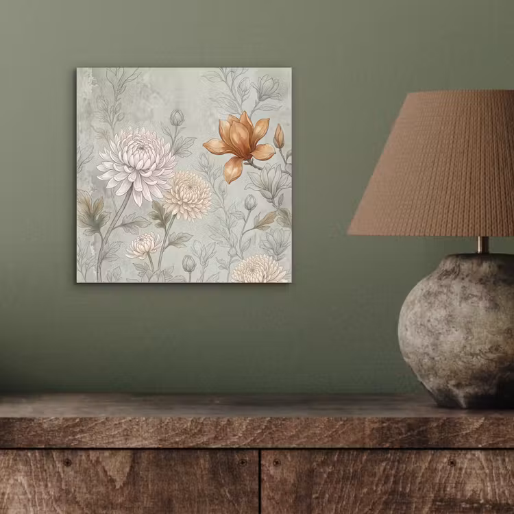 Aluminium schilderij - Illustratie - Bloemen - Groen — 3