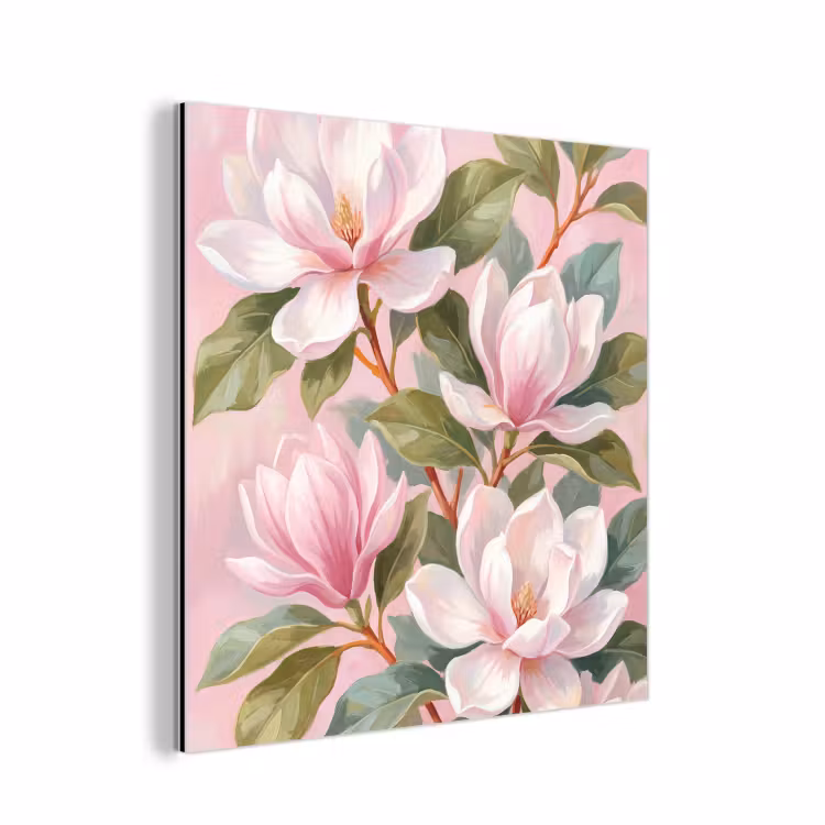 Aluminium schilderij - Magnolia's - Patroon - Roze — 1