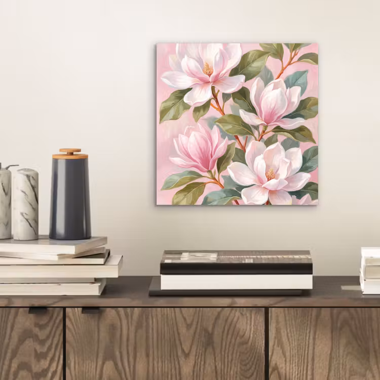 Aluminium schilderij - Magnolia's - Patroon - Roze — 2