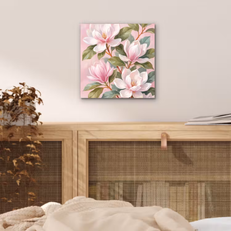 Aluminium schilderij - Magnolia's - Patroon - Roze — 4