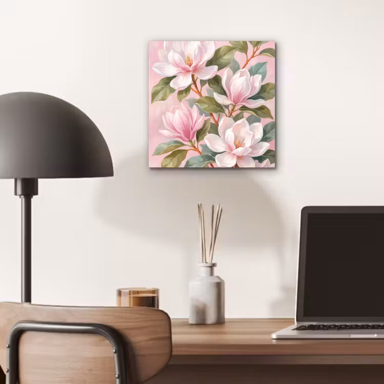 Aluminium schilderij - Magnolia's - Patroon - Roze — 6