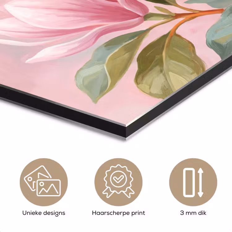 Aluminium schilderij - Magnolia's - Patroon - Roze — 7