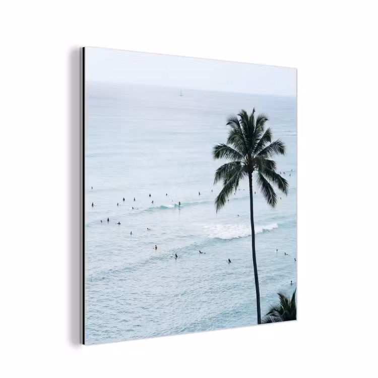 Aluminium schilderij - Oceaan - Palmbomen - Surfers — 1