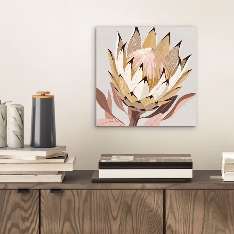 Aluminium schilderij - Protea - Bloem - Botanisch - Beige — 2