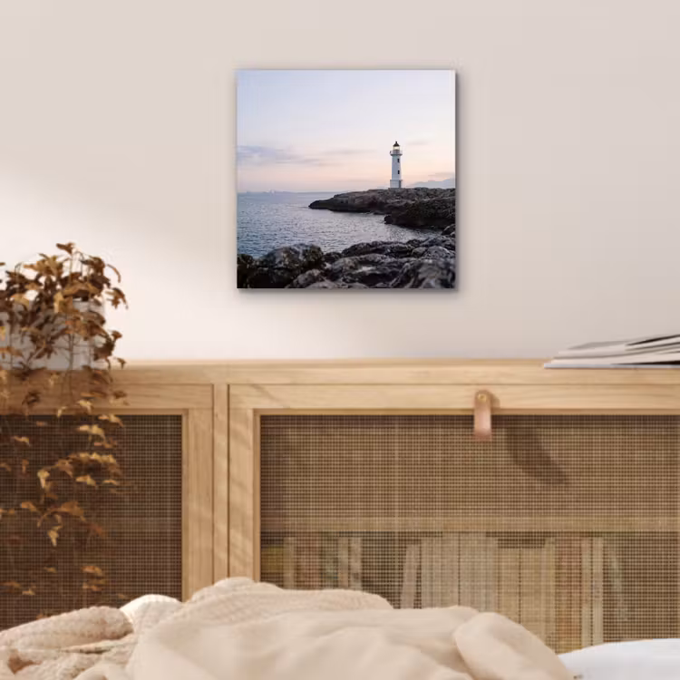 Aluminium schilderij - Rotsen - Vuurtoren - Wit — 4