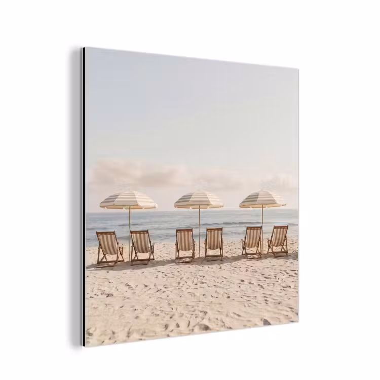 Aluminium schilderij - Strand - Stoelen - Parasol — 1