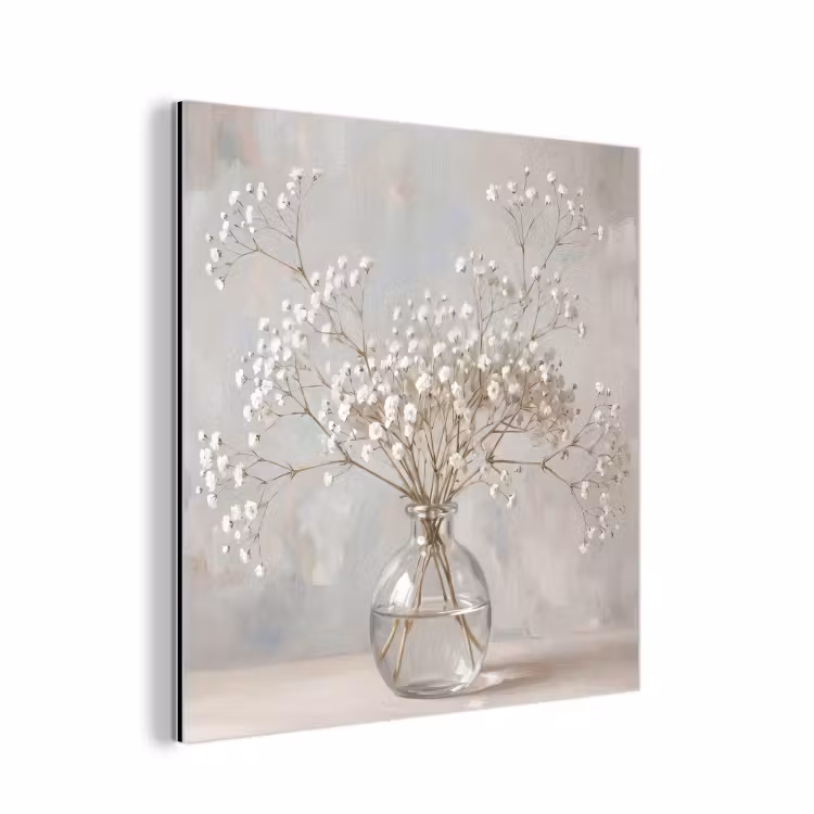 Aluminium schilderij - Vaas - Gipskruid - Wit — 1