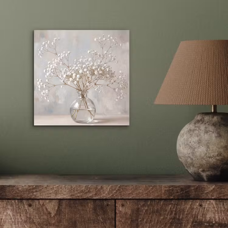 Aluminium schilderij - Vaas - Gipskruid - Wit — 3