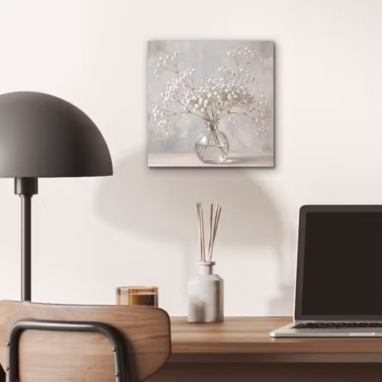 Aluminium schilderij - Vaas - Gipskruid - Wit — 6