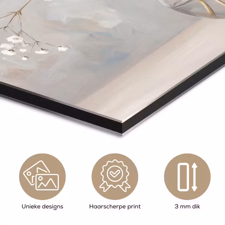 Aluminium schilderij - Vaas - Gipskruid - Wit — 7