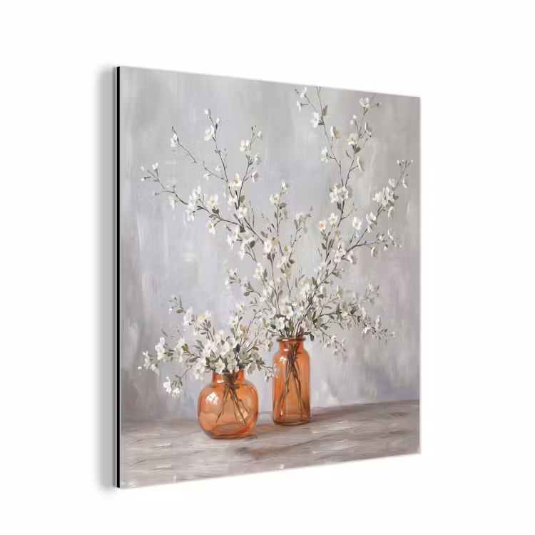 Aluminium schilderij - Vazen - Bloemen - Oranje — 1
