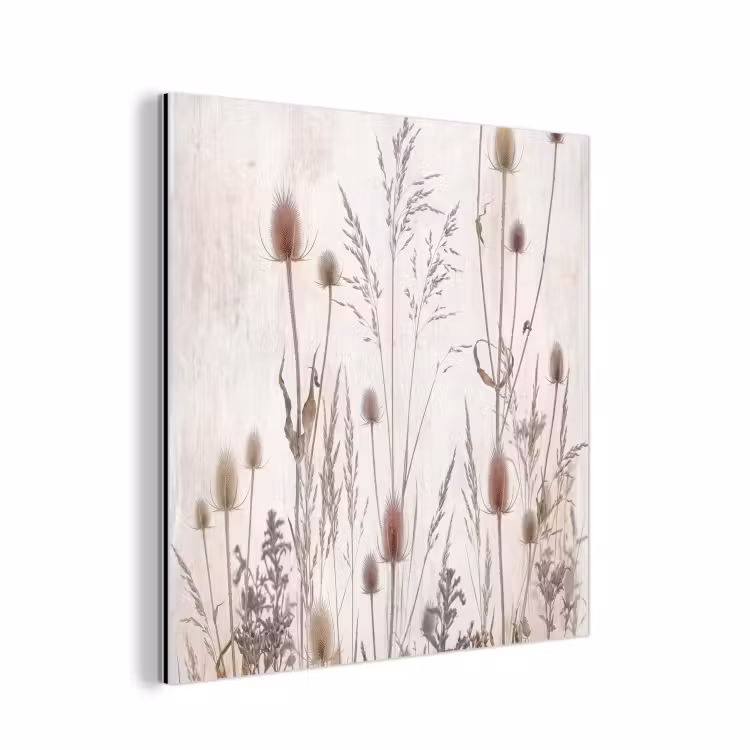 Aluminium schilderij - Weidebloemen - Design - Sepia — 1