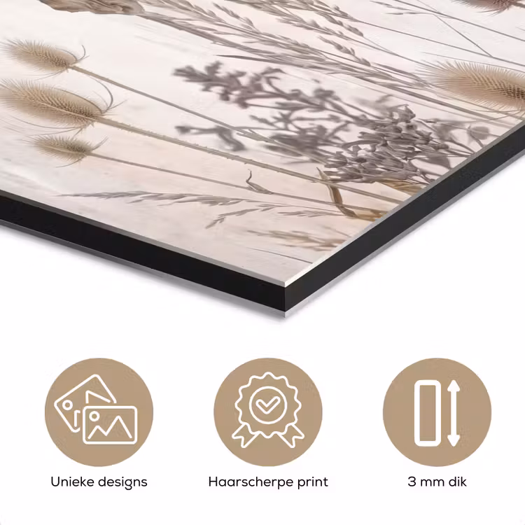 Aluminium schilderij - Weidebloemen - Design - Sepia — 7