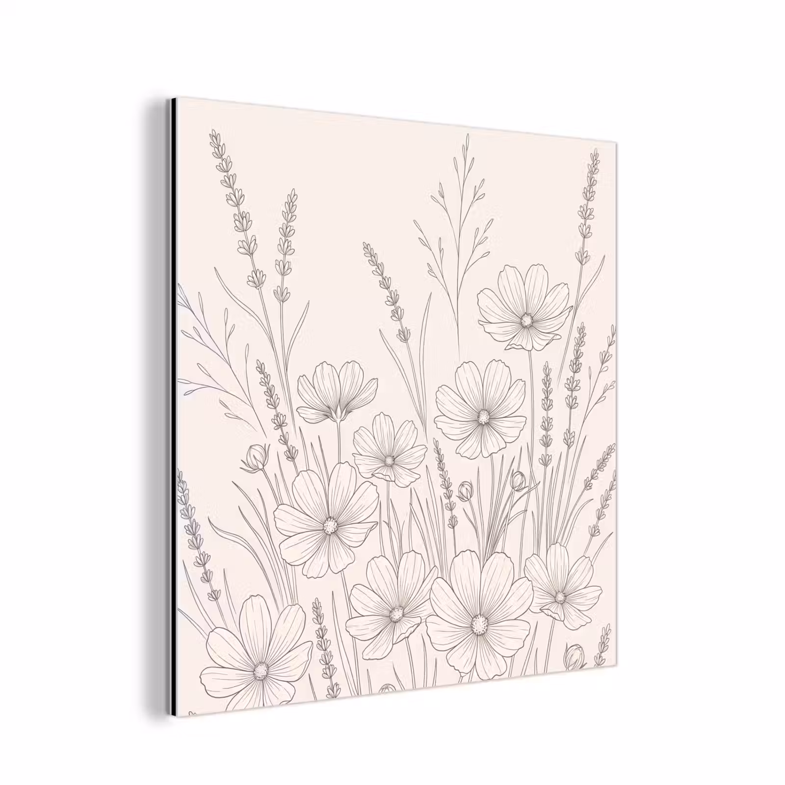 Aluminium schilderij - Minimalistisch - Modern - Bloemen - Beige — 1