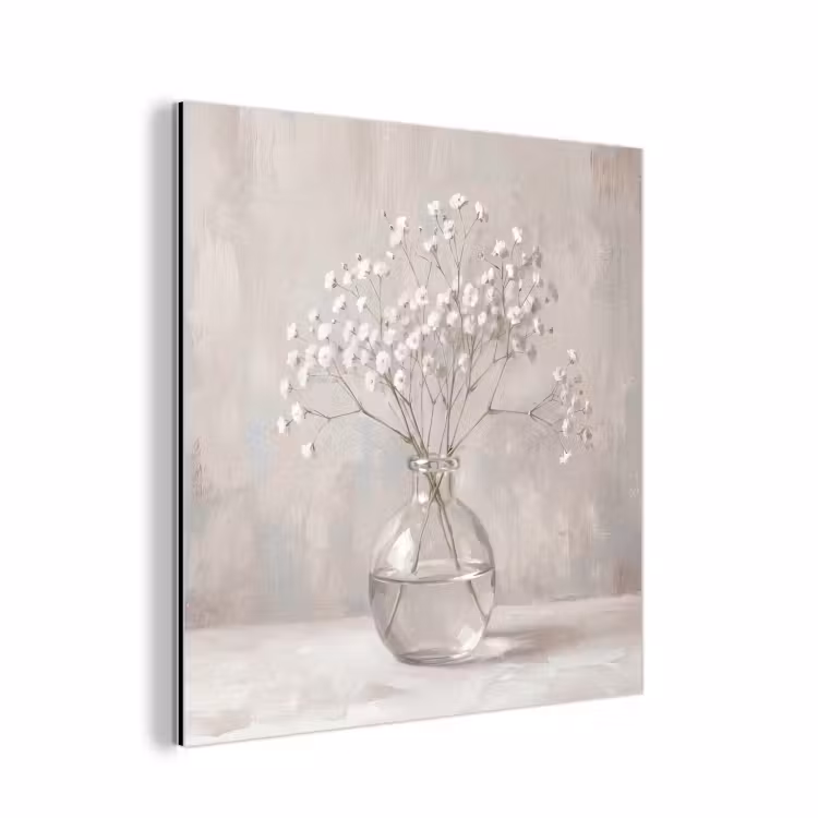 Aluminium schilderij - Gipskruid - Vaas - Wit — 1