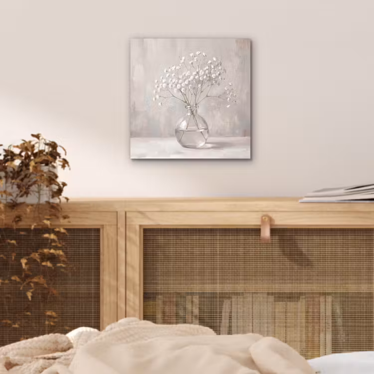 Aluminium schilderij - Gipskruid - Vaas - Wit — 4