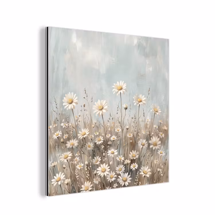 Aluminium schilderij - Madelief - Illustratie - Wit — 1