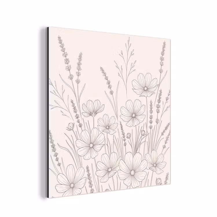 Aluminium schilderij - Minimalistisch - Modern - Bloemen - Beige — 1