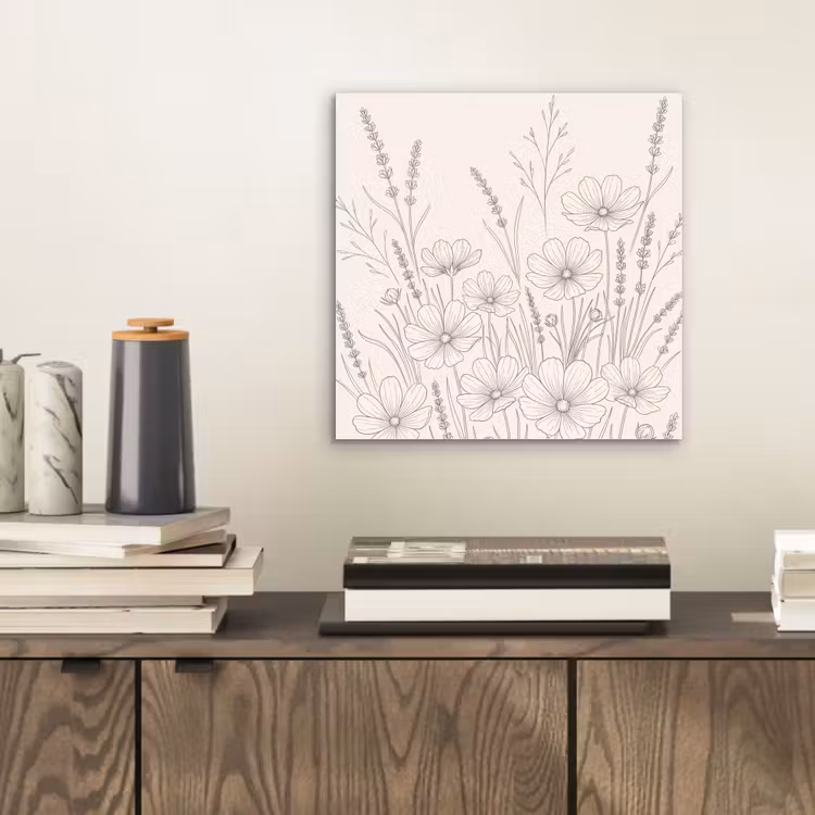 Aluminium schilderij - Minimalistisch - Modern - Bloemen - Beige — 2
