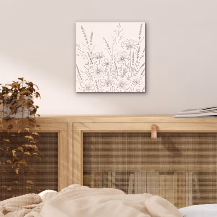 Aluminium schilderij - Minimalistisch - Modern - Bloemen - Beige — 4