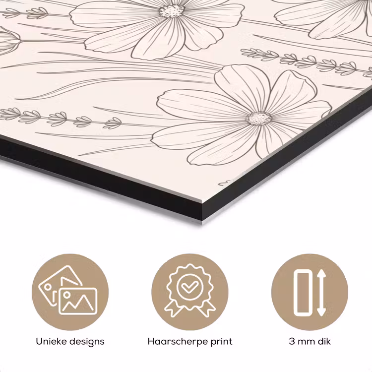 Aluminium schilderij - Minimalistisch - Modern - Bloemen - Beige — 7
