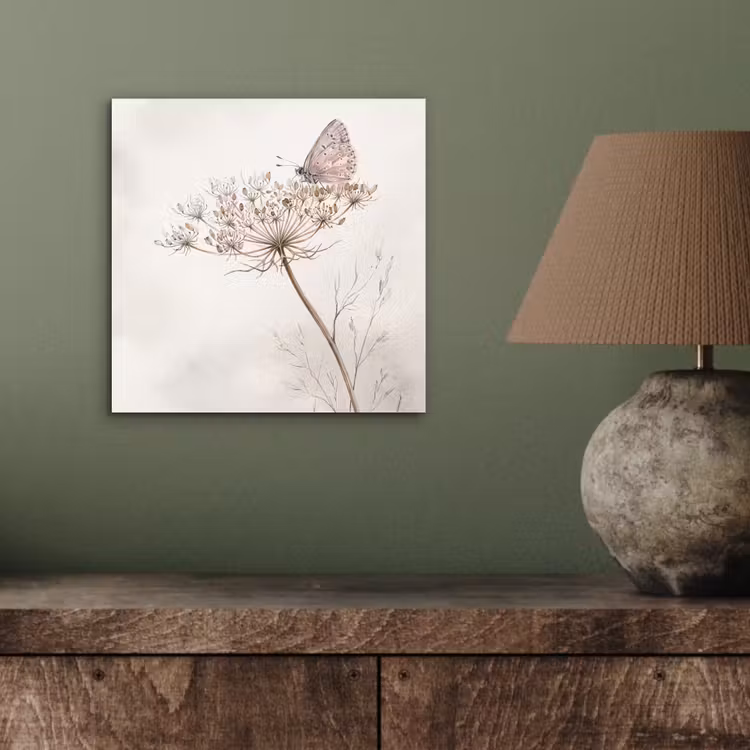 Aluminium schilderij - Vlinder - Bloem -Natuur - Beige — 3