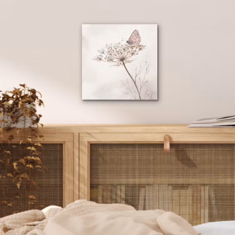 Aluminium schilderij - Vlinder - Bloem -Natuur - Beige — 4