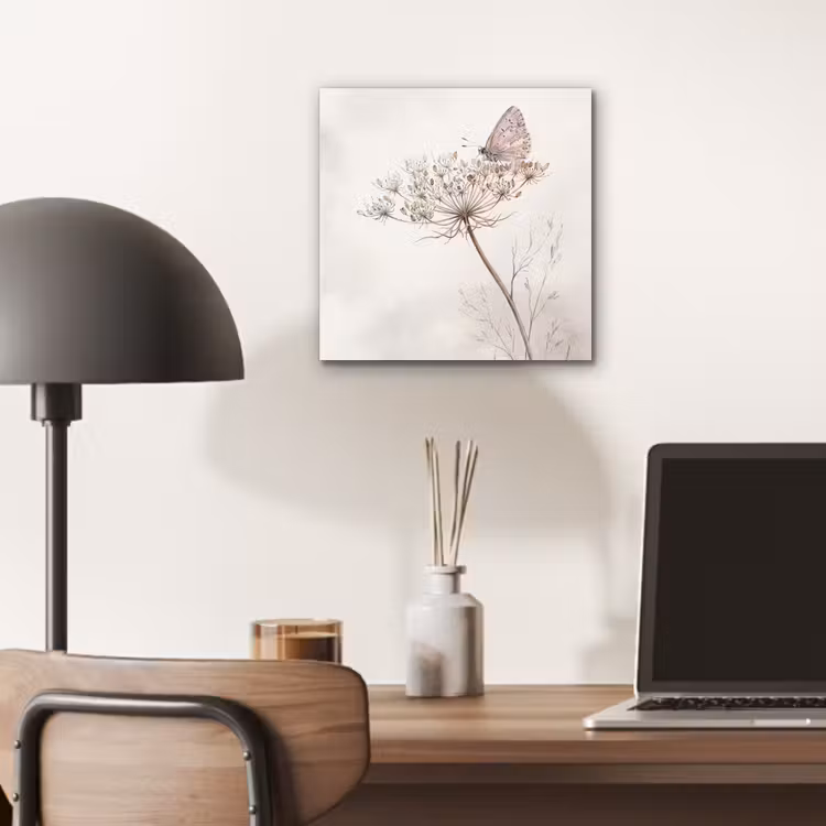 Aluminium schilderij - Vlinder - Bloem -Natuur - Beige — 6