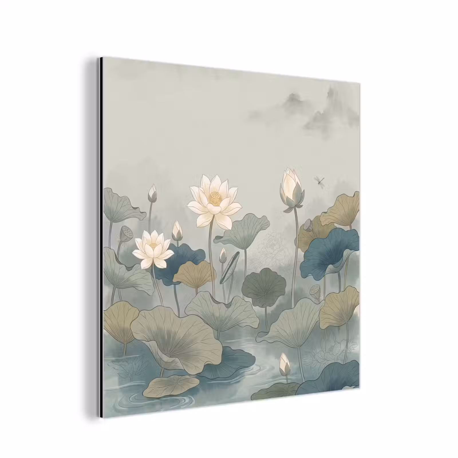 Aluminium schilderij - Lotus - Bloemen - Groen — 1