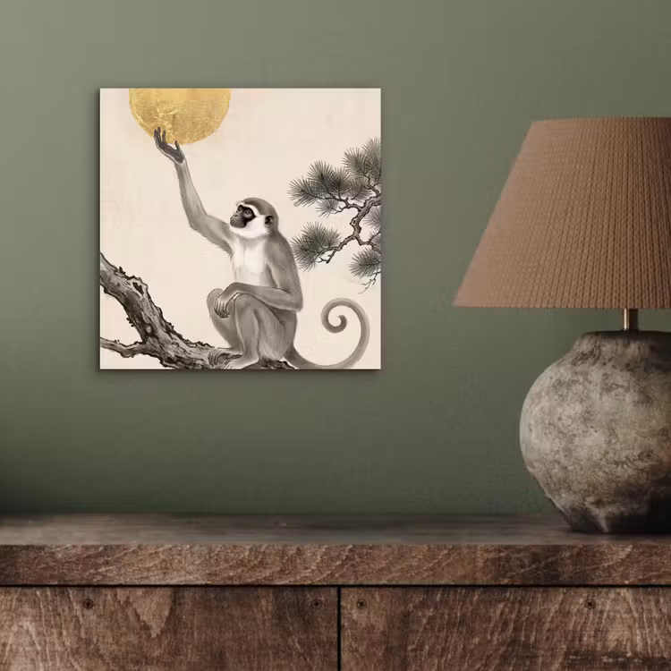 Aluminium schilderij - Aap - Maan - Goud — 3