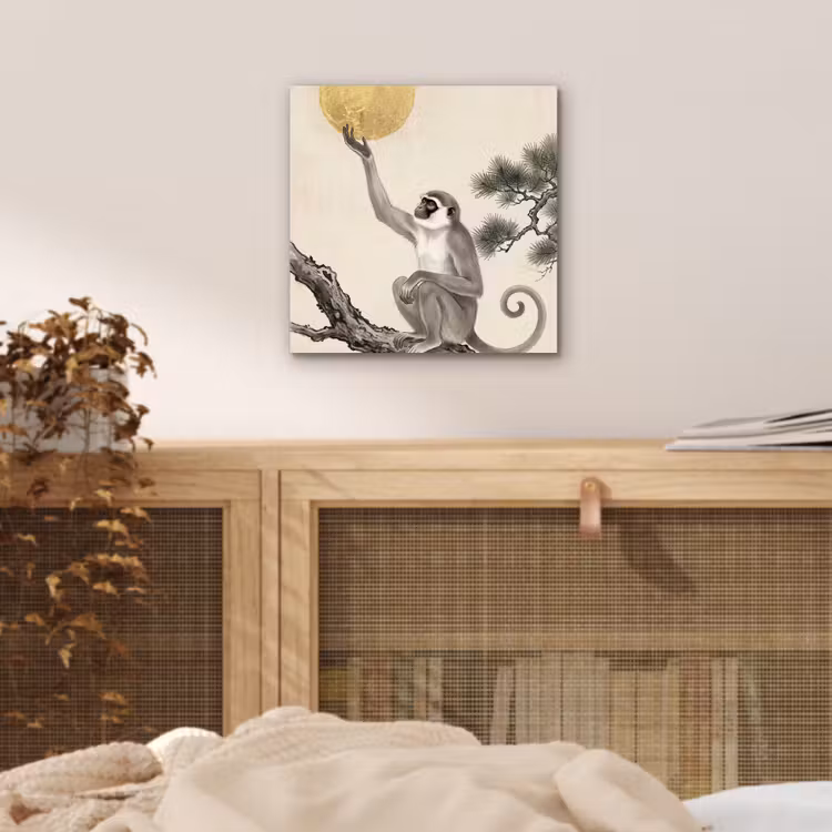 Aluminium schilderij - Aap - Maan - Goud — 4