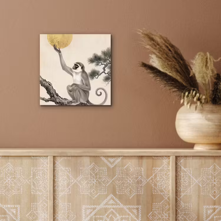 Aluminium schilderij - Aap - Maan - Goud — 5