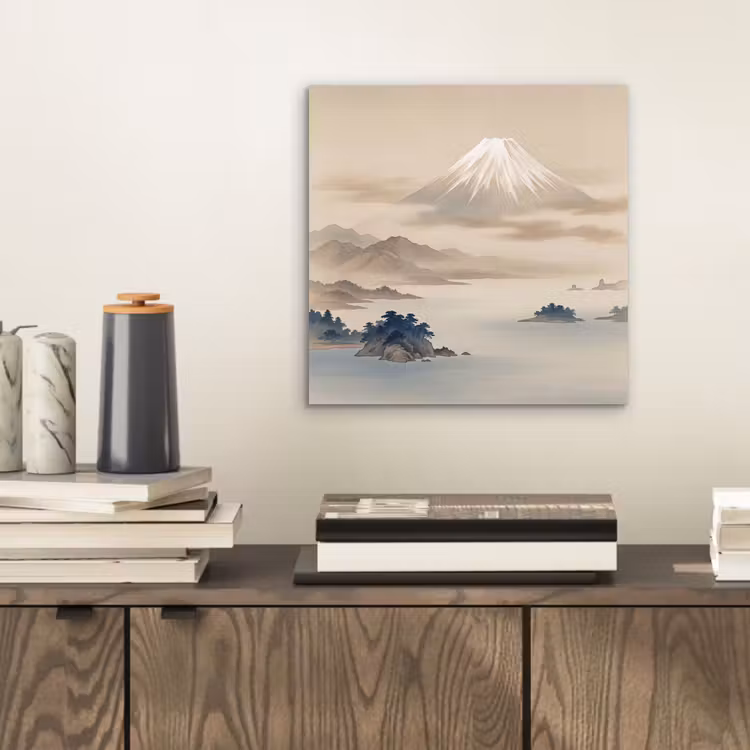 Aluminium schilderij - Japans - Landschap - Beige — 2