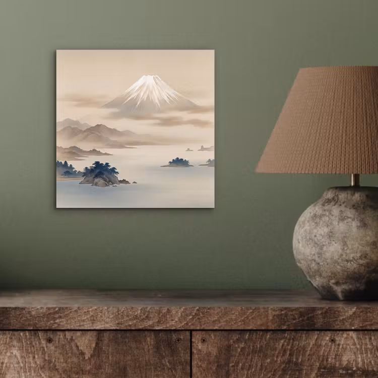 Aluminium schilderij - Japans - Landschap - Beige — 3