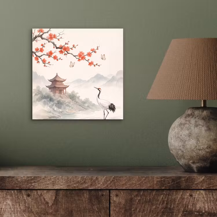 Aluminium schilderij - Kraanvogel - Azië - Klassiek — 3
