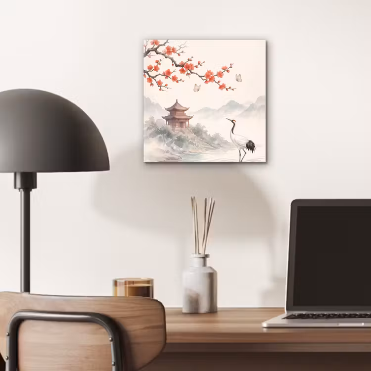 Aluminium schilderij - Kraanvogel - Azië - Klassiek — 6